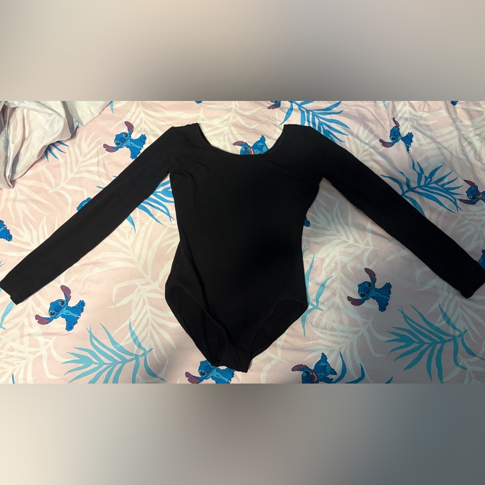 Large long sleeve black leotard